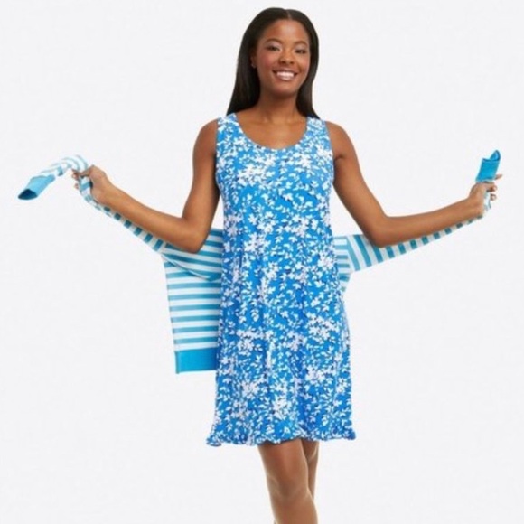 Draper James Dresses & Skirts - Draper James Blue & White Floral Sleeveless Stretch Dress Small Medium NEW NWT.